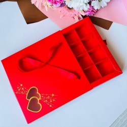 16 Bölmeli Çanta Model Bonbon Çikolata Kutusu-Gold Yaldız Kalp (10 Adet)