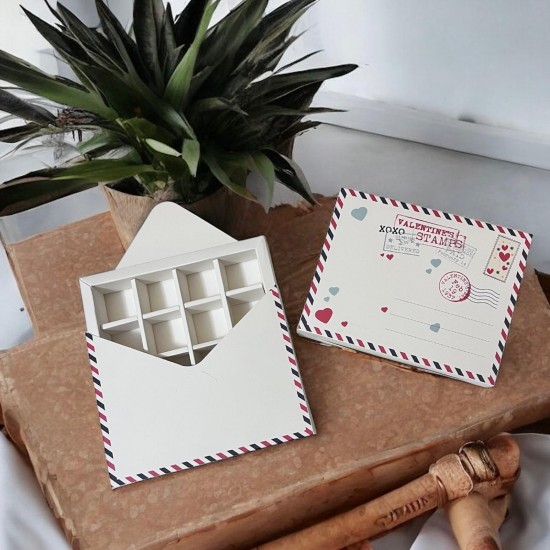 12 Bölmeli Zarf Tasarım Çikolata Kutusu-10 Adet-Demonte