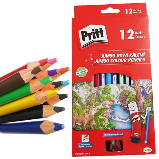 Pritt Jumbo Üçgen Boya Kalemi 12 Renk Karton Kutu 1219733