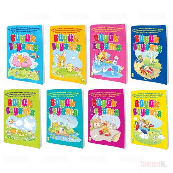 EMA BÜYÜK BOYAMA İNCE BOYAMA KİTABI 8 KİTAP SET