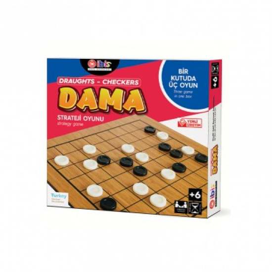 Ahşap Dama Strateji Oyunu 1 Kutu 3 Oyun (Dama, Çapraz Dama, Çin Daması)
