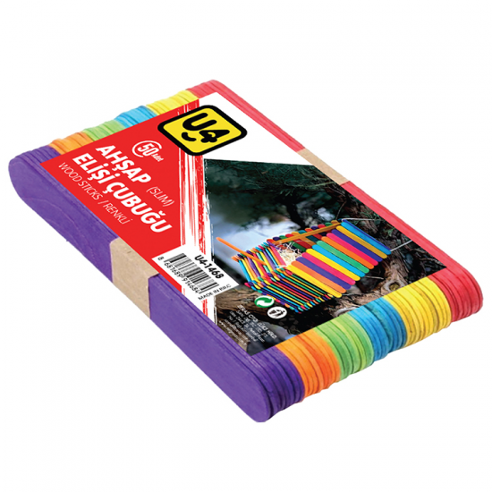 U-4 Ahşap Elişi Çubuğu Dar Renkli U4-1468