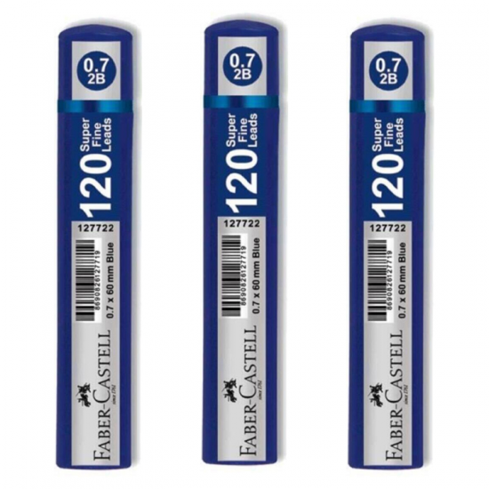 Faber Castell Min Uç Grip 0.7 Mm 2B 60 Mm 120'Li Mavi Tüp 5090127722