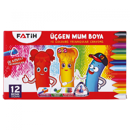 Fatih Üçgen Grayon Mum Boya 12 Renk FA50290CB12RUZ