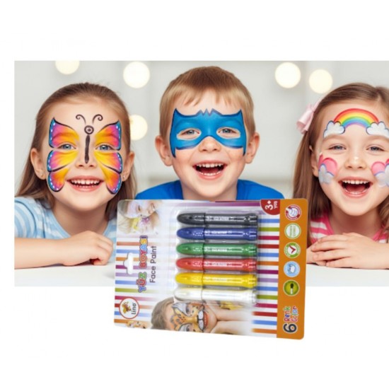 LinoYüz Boyasi 6 Renk Blister Yıkanabilir Ln-905