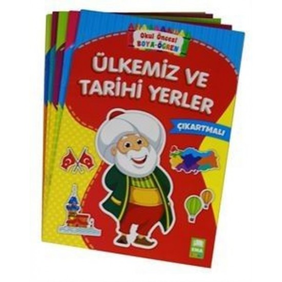 Ülkemiz ve Tarihi Yerler Okul Öncesi Boya Öğren Çıkartmalı