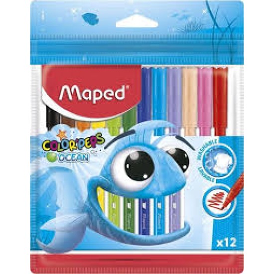 Maped Color Peps Ocean Plastik Poşet Keçeli Kalem 12 Renk 3154148457206