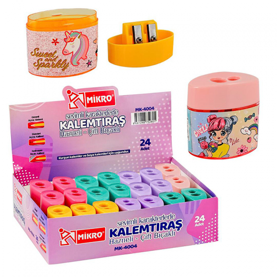 Mikro Mk 4004-24 Kalemtraş Hazneli Çift Bıçaklı