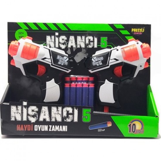 Prestij Oyuncak Nişancı 5 Dartlı Çift Fırlatıcı Beyaz