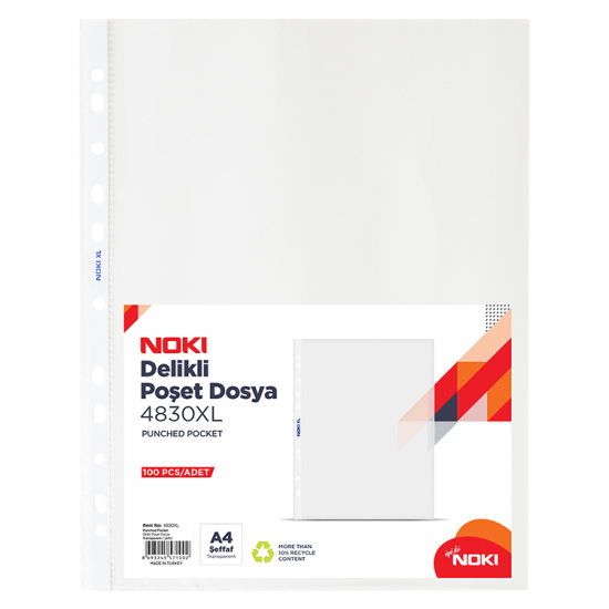 Noki 4830 Poşet Dosya A4 XL 100'Lü 40-45 Micron