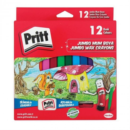 Pritt Jumbo Üçgen Silinebilir Mum Boya 12 Renk 1655739