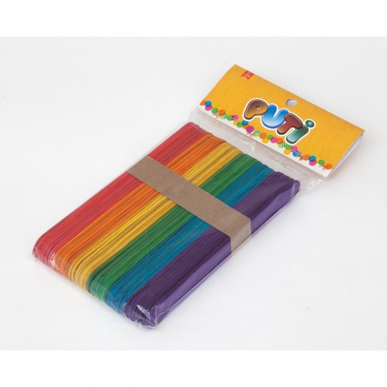 Puti 4605 Ahşap Büyük Dil Çubuğu Renkli 50'L