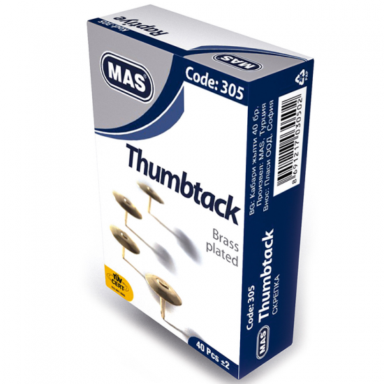 Mas 305 Raptiye Pirinç Kaplı Sarı 40'lı Kutu